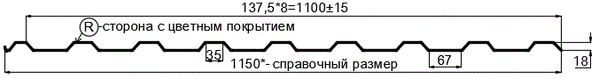 Фото: Профнастил МП20 х 1100 - R (PureTech_Mat-20-7024-0.5) в Звенигороде