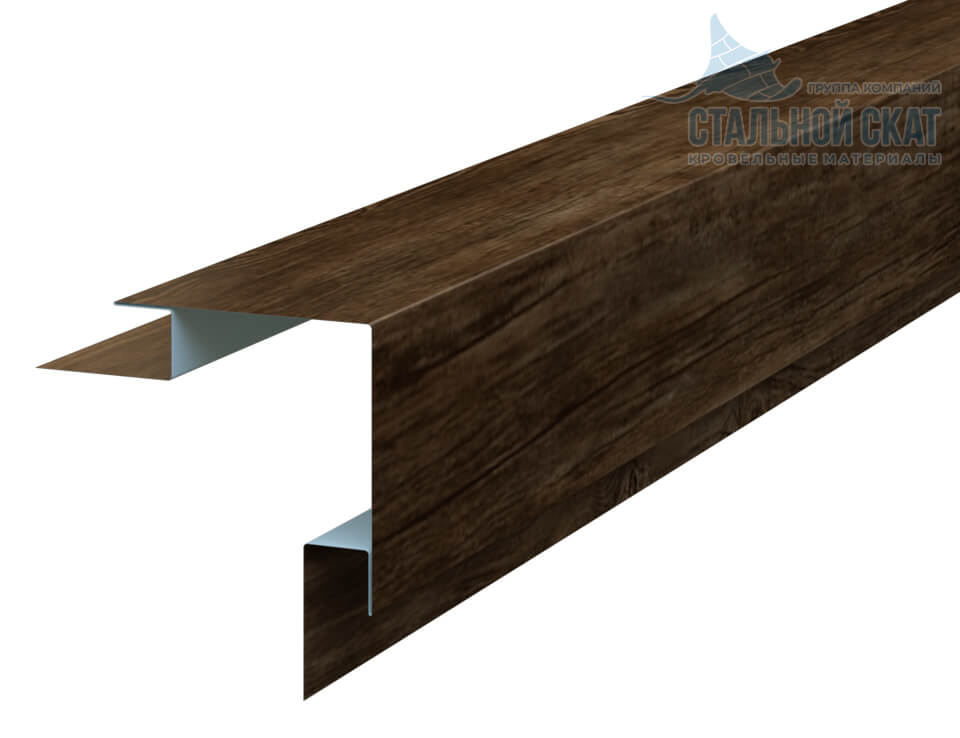Планка угла наружного сложного 75х75х3000 (ECOSTEEL_MA-01-МореныйДуб-0.5)