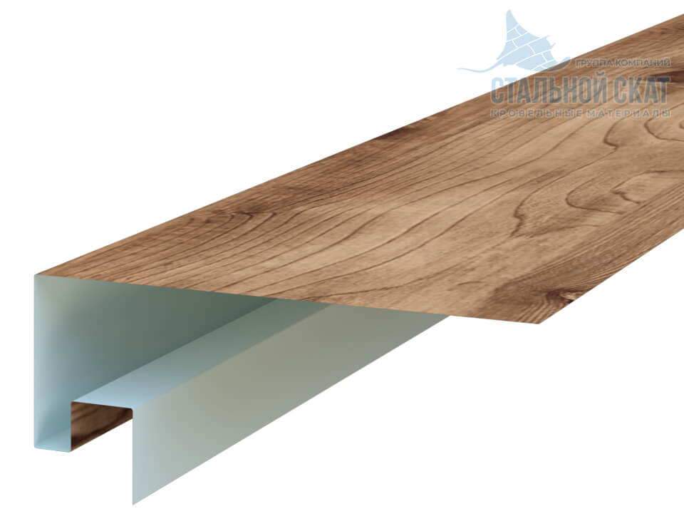 Планка откоса сложная 3D Woodstock 230х75х3000 (ECOSTEEL_T-12-Золотой Орех-0.45)