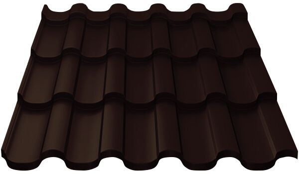 Металлочерепица МП Монтекристо-M (VALORI-20-DarkBrown-0.5)